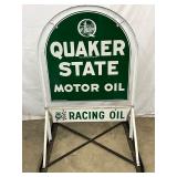 1967 Quaker State Motor Oil Tombstone Sidewalk Sign with Racing Oil Add-On