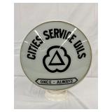 16in. Cities Service Oils Metal Ring Globe with Glass Panels