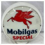 16in. Mobilgas Special Milk Glass Globe with Single Lens