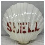 Shell Milk Glass  Globe with Red Lettering, 17in x 17in