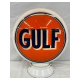 15in. Solid Milk Glass Gulf Pump Globe, Original