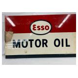 Esso Motor Oil DS Metal Sign with Partial NOS Paper, 17 1/2 x 10 1/2 in