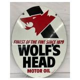 1976 Wolf’s Head Motor Oil Metal Advertising Sign, 23x30