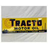 Emb. Tracto Motor Oil Self-Framed Metal Sign, 35 1/2in x 11 1/2in