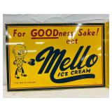 1957 Mello Ice Cream Flange Sign, 18 x 12 1/2 in