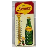 1961 Emb. Squirt Soda Thermometer with Squirt Boy, 6x14in. 