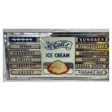 28 x 13 G.P. Gundlach & Co. McColl’s Ice Cream  Advertising Menu Board Mirror