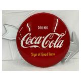 16in. Coca-Cola Button Sign with 24in.  Double-Sided Arrow, Professionally Restored