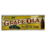 Emb. Grape Ola Soda Tin Sign, W.F. Robertson Steel, 35×12 Inches