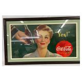 Coca-Cola  Framed Cardboard Sign, 40 1/2in x 24in