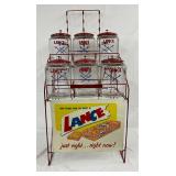 Lance Six-Jar Rack with Original Emb. Sign and Original Lids