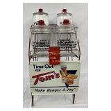 Org. Tom’s Four-Jar Rack with Sign, Honor Box, and Lidded Jars