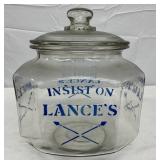 Early Lance Eight-Sided Glass Jar with Lid, ‘Insist on Lance’s’ Design