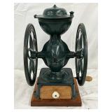 Early Enterprise Mfg. Co. Cast Iron Coffee Grinder with 12-Inch Wheels