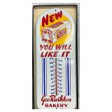NOS Geo Rushton Bakery Thermometer with Original Box, 6.5x16in. 