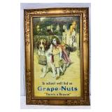 Emb.  Metal Grape-Nuts Advertising Self Frame Sign, 20 x 30 1/2 