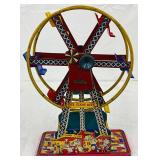 Tin Litho Wind-Up Ferris Wheel Toy, 11in x 17in