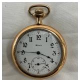 Illinois Pocket Watch with Gold-Toned Case and Open-Face Design