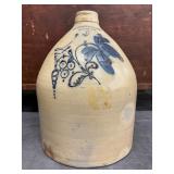 Blue-Decorated Stoneware Jug by S. M. Whittemore, Havana, NY, with Floral Design