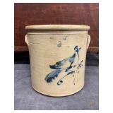 Stoneware 3-Gallon Crock with Blue Bird Decoration