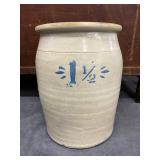 1 1/2 Gallon Stoneware Crock With Cobalt Blue Decoration