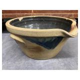 Stoneware Mixing Bowl with Glazed Interior and Pour Spout