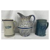 Blue and White Stoneware Pitchers