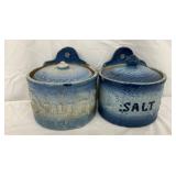 Blue and White Stoneware Salts