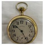 Illinois Pocket Watch with Gold-Tone Case and Exposed Movement