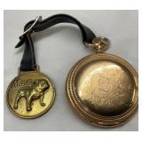 John Hancock Gold Pocket Watch with Mack Truck Watch Fob 