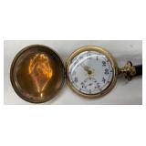 Gold-Plated Hunter-Case Pocket Watch with Porcelain Dial