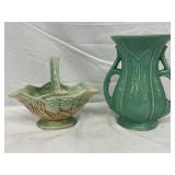 McCoy Pottery Pieces: Basket and Vase