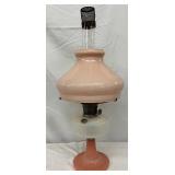Early Aladdin Lamp in Pink with Frosted Glass Reservoir, 26in Tall
