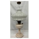 Early Aladdin Oil Lamp with Milk Glass Shade, 25 Inches Tall