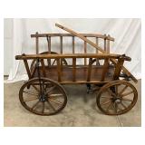 Early Wooden Goat Wagon with Slatted Sides, 50in by 27in