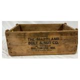 Wooden Crate From The Maryland Bolt & Nut Co., Mt. Washington, Baltimore, MD, 25x9