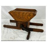 Early Wooden Hand-Crank Grinder, 26in x 12in