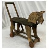 Early Wooden Kids Ride-On Horse Toy with Push Handle, 19x19 