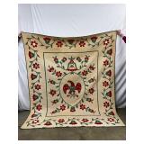 Handmade Early Eagle Blanket Quilt with Floral Motif