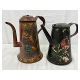 19th Century Toleware Coffee Pots with Gooseneck Spouts, Circa 1840