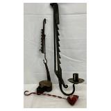 1750 Hand-Forged Trammel and Early 19th Century Betty Lamp, 17x13 