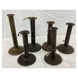 6 Early 19th Century Metal Push-Up Candle Holders