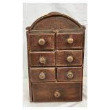 Wooden ‘1899 Emlek’ Hanging Drawer Cabinet with Seven Compartments, 9x15 