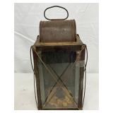 1855 Metal Lantern with Glass Panels and Wire Details, 6x12 