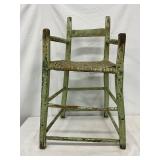 Green Painted Children’s Chair with Woven Seat, Circa 1890s, 14x28 