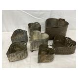 1900s Heart-Shaped Perforated Metal Cheese Molds, 4-7 inches wide 