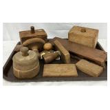 Early Wooden Butter Molds and Presses, 3 to 4 Inches Tall
