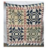  Early Quilt with Goose in the Pond Pattern and Flying Geese Border, Mecklenburg County, NC 