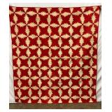 Handmade Early Red Quilt with Pine Tree Design