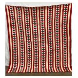 1880s Flying Geese Quilt in Red, White, and Blue Colors, Signed ‘G.C.D.’, Lancaster County PA